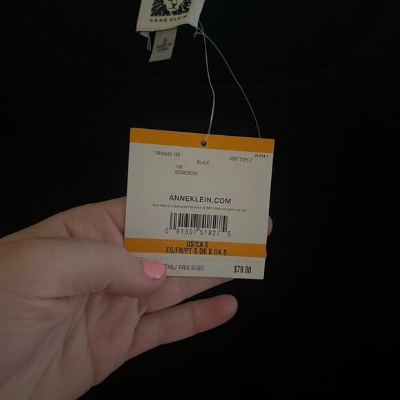 NWT Anne Klein Polka Dot Sheer Sleeves Black Blouse Small - Picture 5 of 10